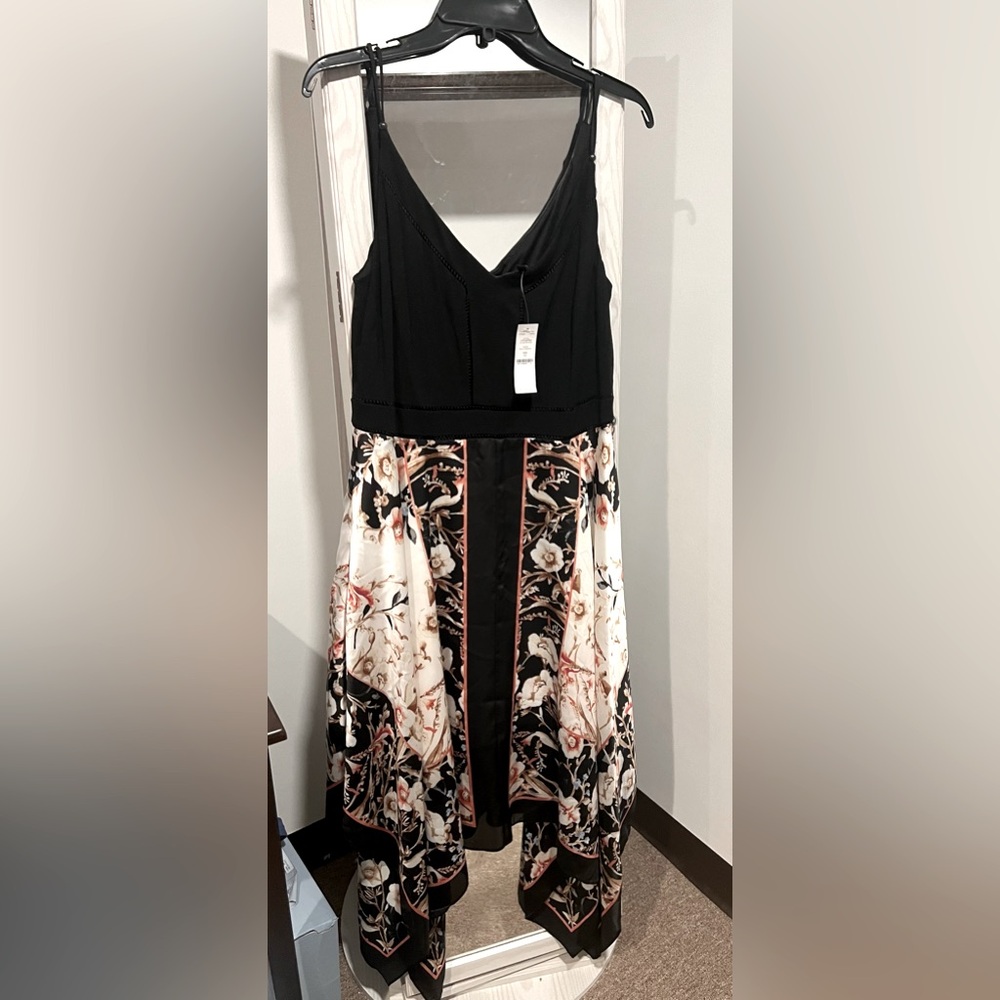White House Black Market handkerchief midi dress, size 12, NWT